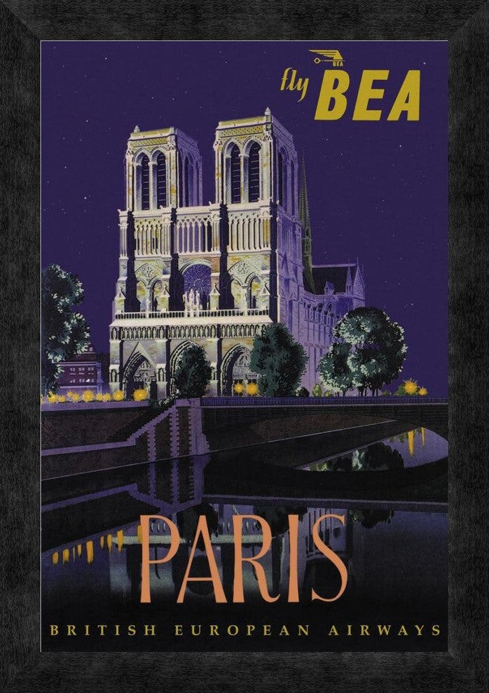 "Fly BEA Paris" Framed Canvas Giclee by Daphne Padden, 14"x20"