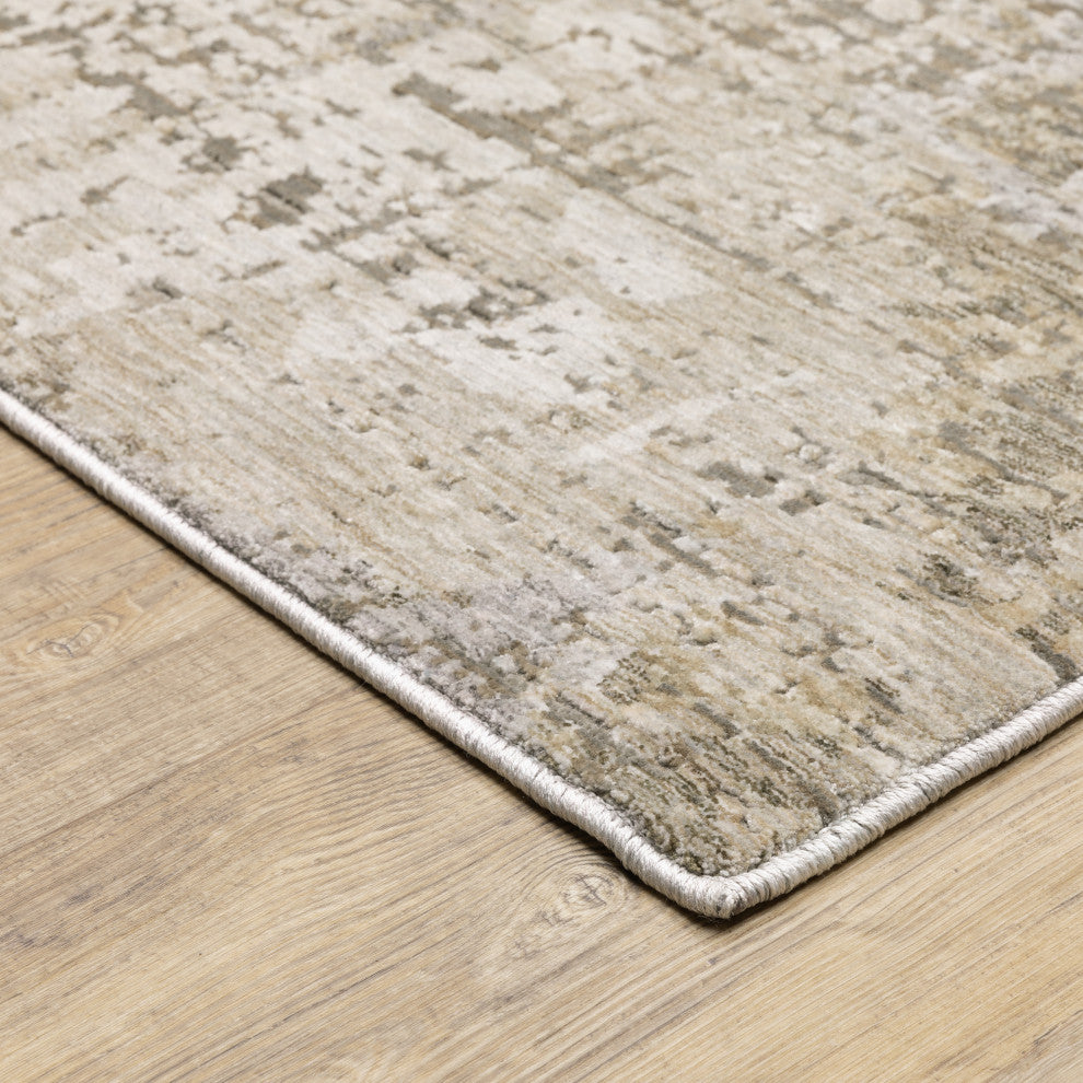 Noble Industrial Abstract Beige/ Grey Indoor Area Rug, Beige, 5'3"x7'6"