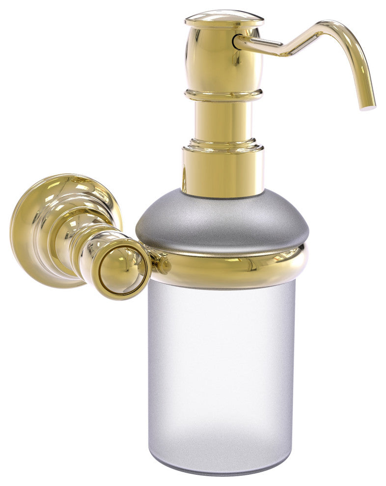 Carolina Wall Mounted Soap Dispenser, Unlacquered Brass