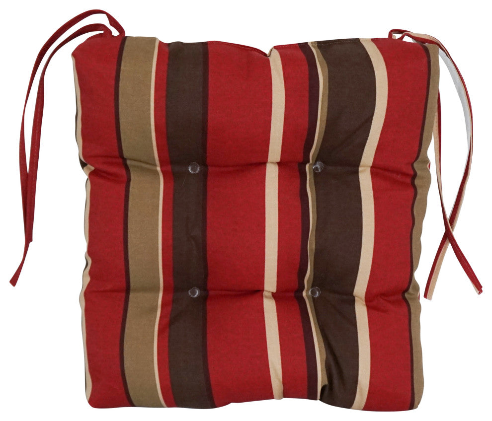 16" Patterned Outdoor Square Tufted Chair Cushions, Set of 4, Montserrat Sangria