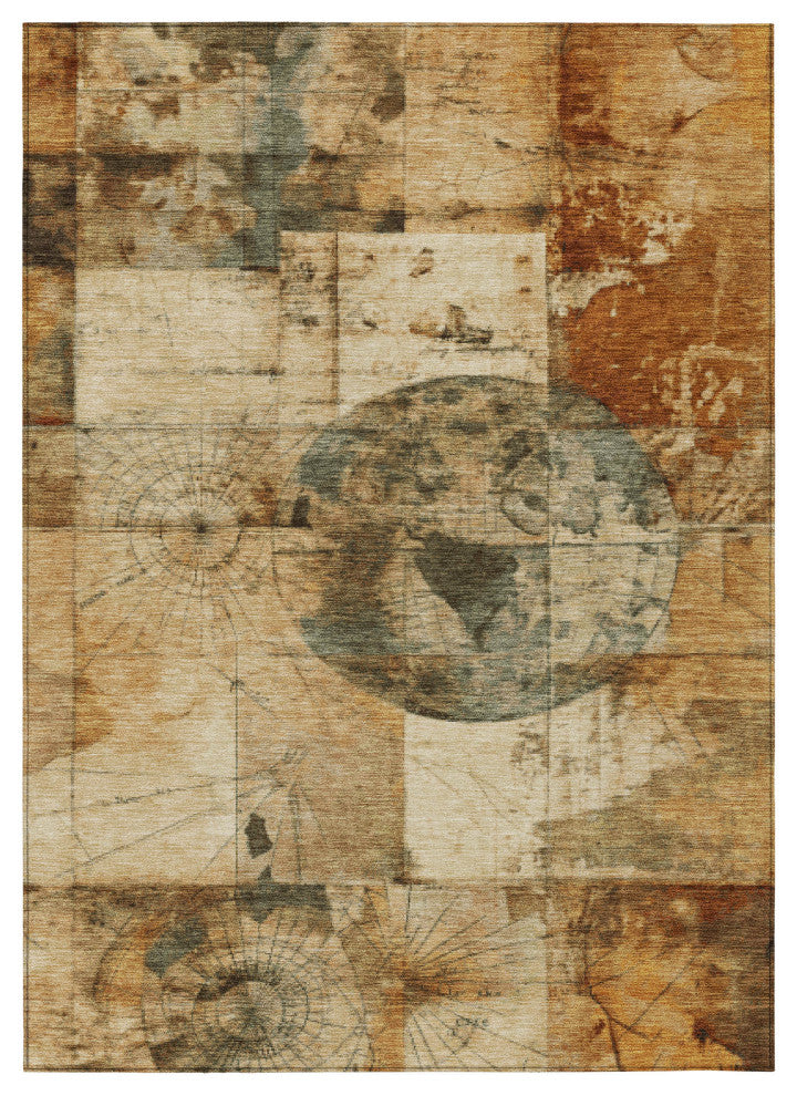Machine Washable Indoor/Outdoor Chantille ACN1905 Beige 9' x 12' Rug