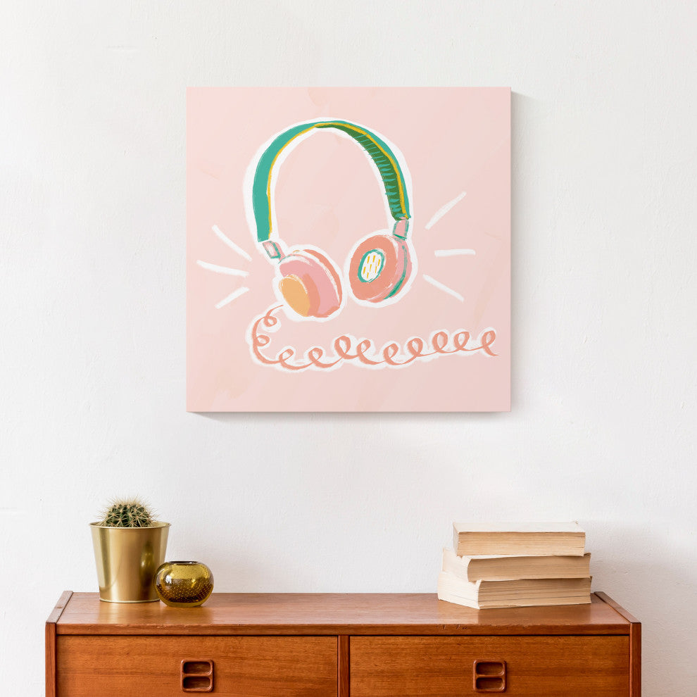 Blush Headphones 16x16 Canvas Wall Art