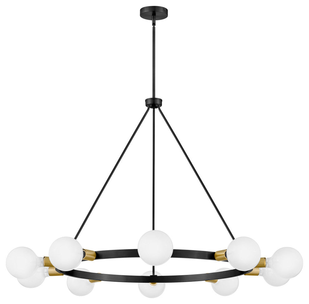 Lark Orla 24" Large Single Tier Chandelier, Black + Lacquered Brass