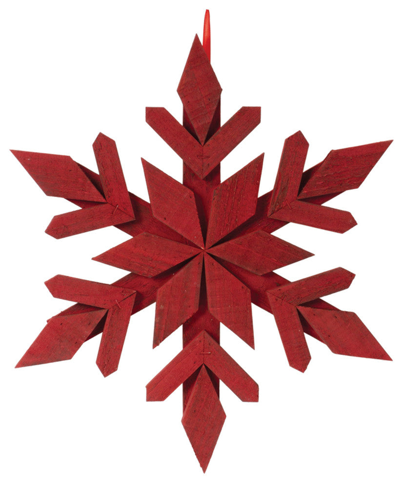 Fir Wood Snowflake Ornament, Set of 4