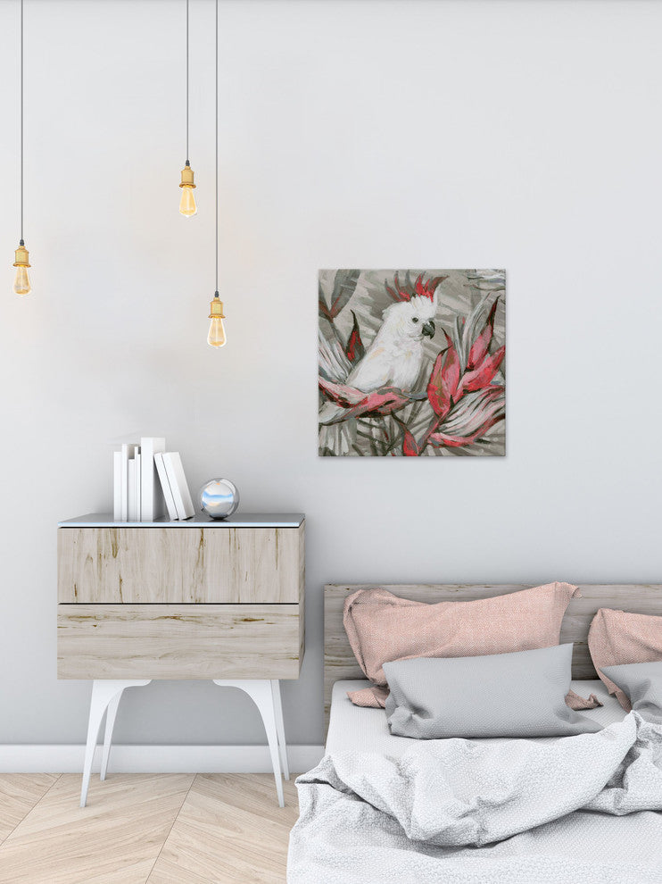 "White Cockatoo III" Painting Print on Wrapped Canvas, 40"x40"