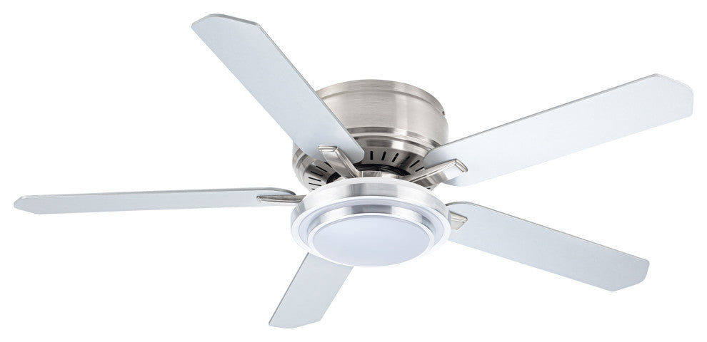 52-inch Modern Satin Nikel Flush Mount Ceiling Fan with Light