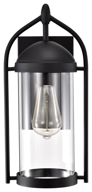 Hollis Transitional 1 Light Textured Black Outdoor Wall Sconce 15" Height