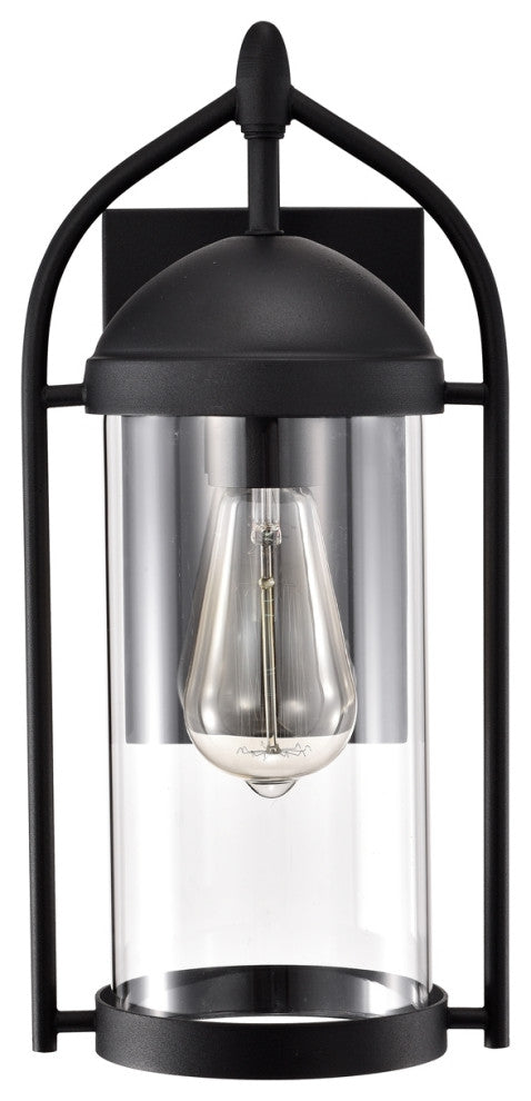 Hollis Transitional 1 Light Textured Black Outdoor Wall Sconce 15" Height