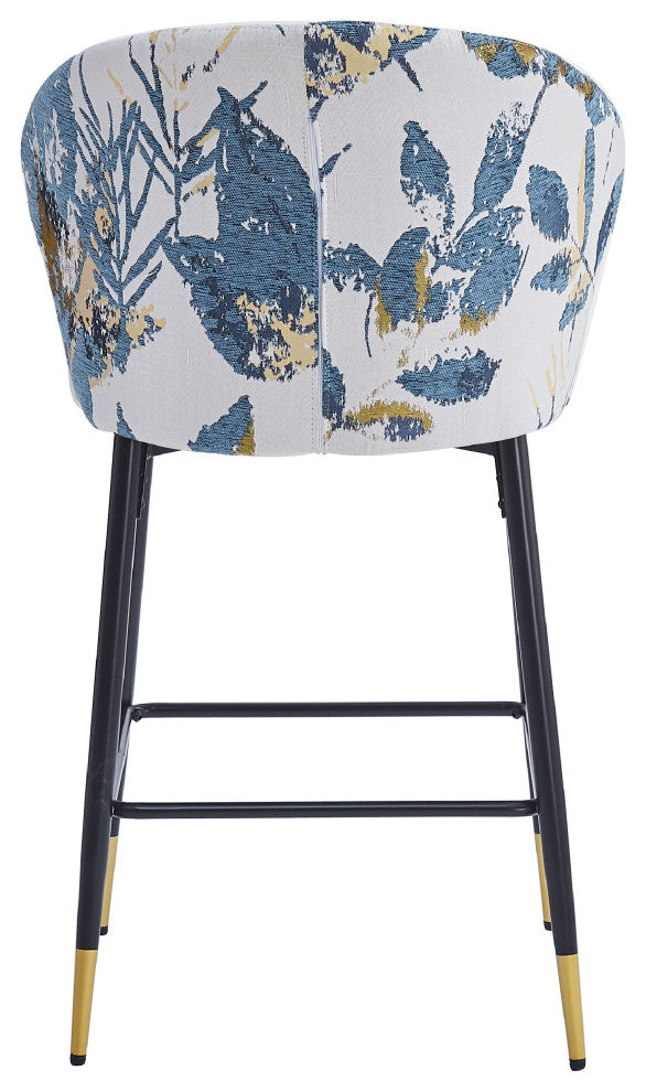 GDF Studio Jacquard Pattern Bar Stool, 28" Counter Height, Set of 2, White