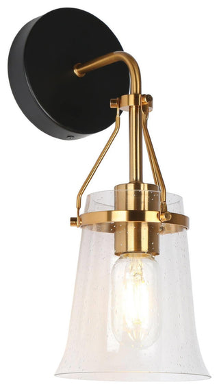 LNC Polished Gold Modern Seeded-Glass Wall Sconce, 1 Light