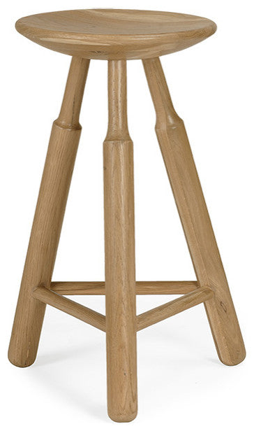Dowel Solid Oak Counter Stool