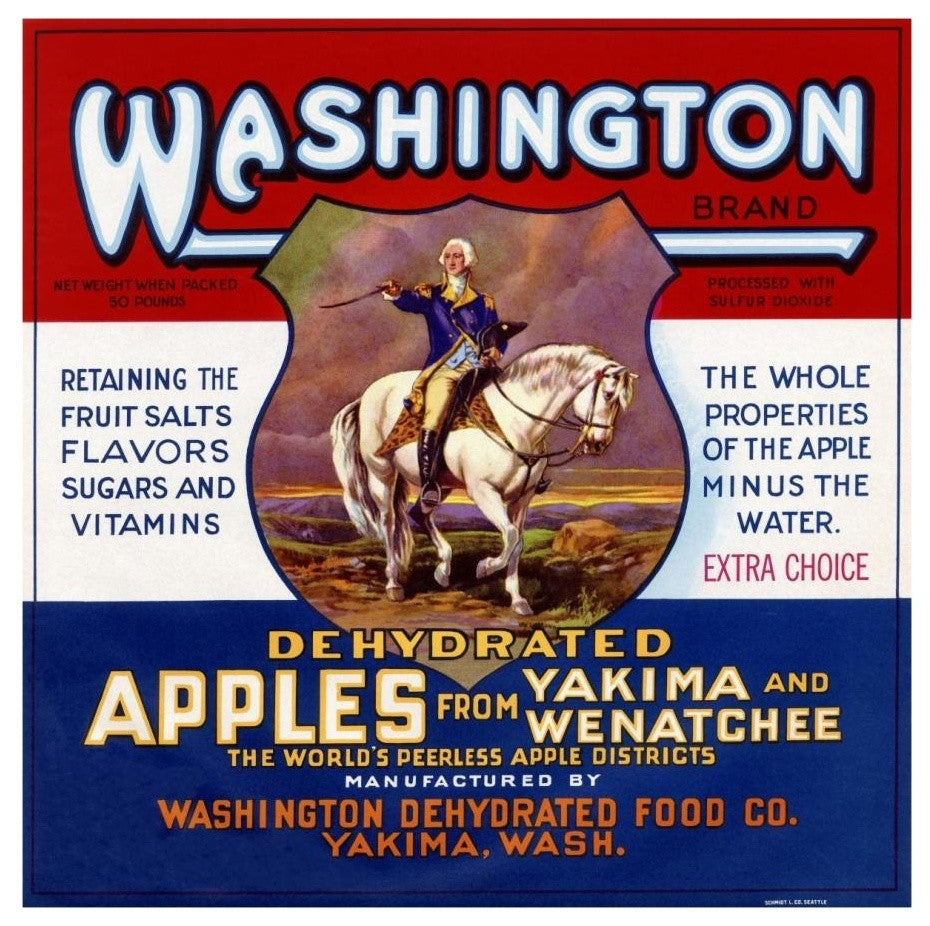 "Washington Brand Dehydrated Apples" Digital Paper Print by Retrolabel, 18"x18"