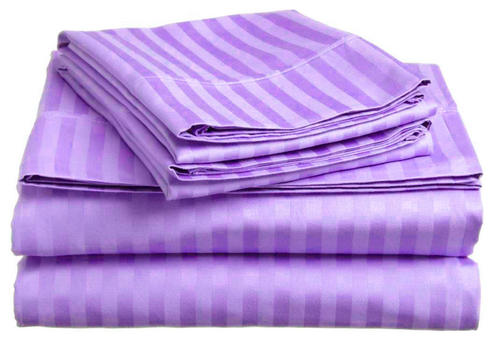 Lux Decor Collection Ultra-Soft Luxury 4 Piece Bed Sheet, Purple, Twin