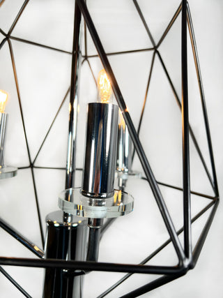Amaite 3-Light Black and Chrome Geometric Chandelier