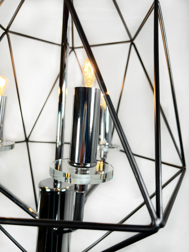 Amaite 3-Light Black and Chrome Geometric Chandelier