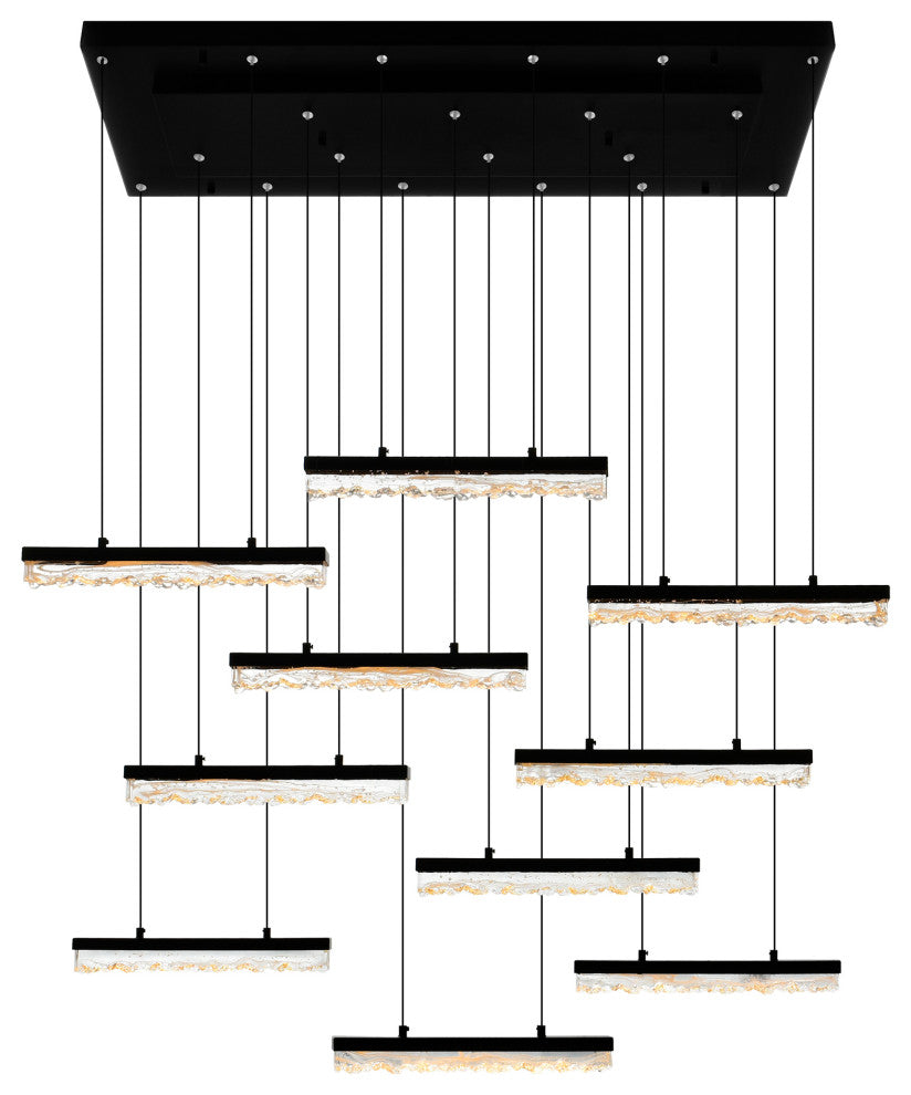 Stagger Integrated LED Black Chandelier