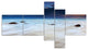 White Waves Over Moeraki Boulders, Seashore Photo Canvas Art, 60"x32", 5 panels