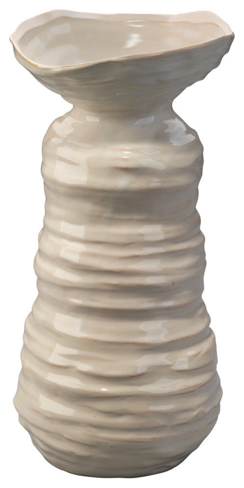 Large Marine Vase, Pearl Cream Ceramic