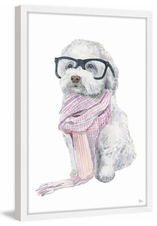 "Parisian Dog" Framed Painting Print, 12"x18"