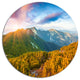 Bright Sunrise In Carpathian Mountains, Landscape Round Wall Art, 11"