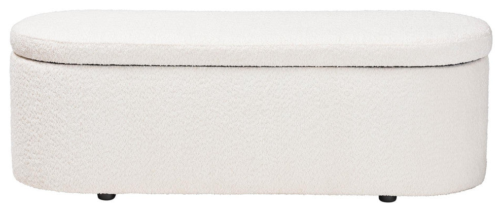 Mahala Modern White Fabric Storage Bench