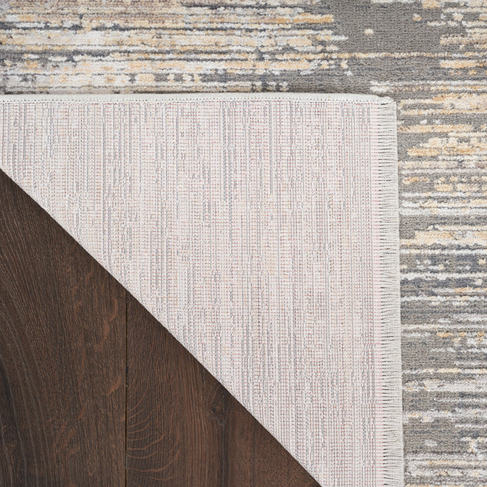 Nourison Abstract Hues 5'3" x 7'6" Grey Gold Modern Indoor Area Rug
