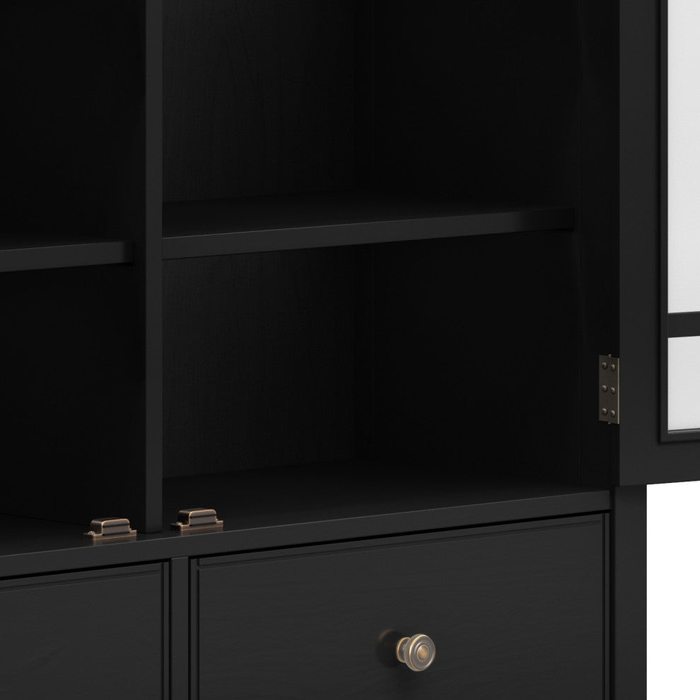 Connaught Solid Wood Tall Storage Cabinet, Black