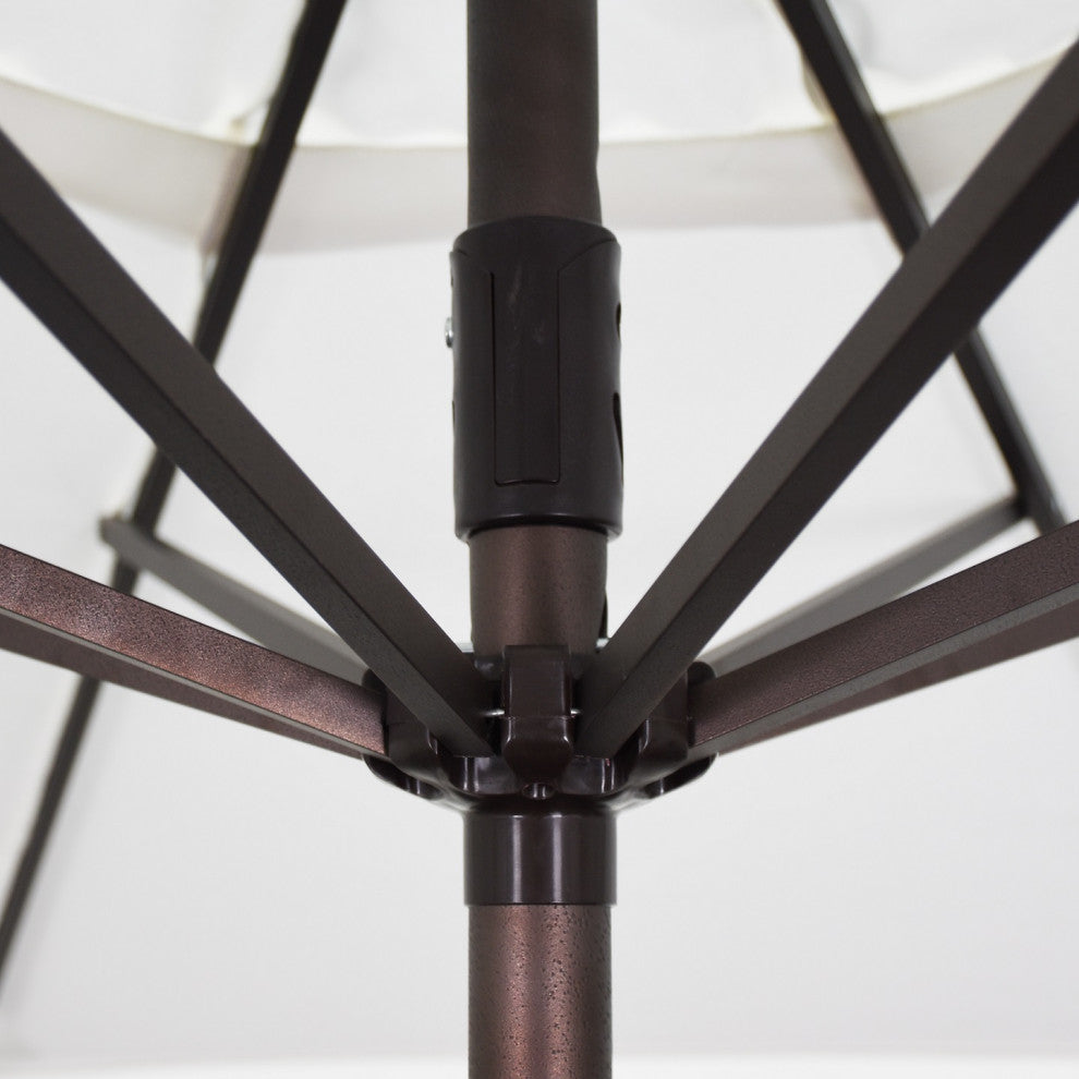 9' Bronze Auto-tilt Crank Lift Aluminum Umbrella, Pacifica, Beige