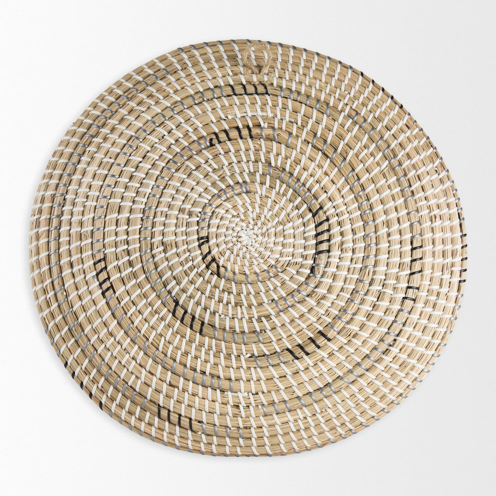 Avel Light Brown Seagrass With Dark Brown String Round Wall Hanging Plate