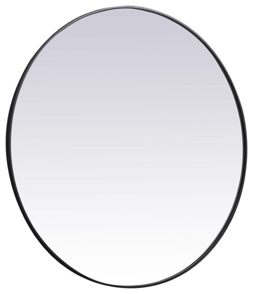 Elegant Decor Eternity 45" Round Mid Century Metal Frame Mirror in Black