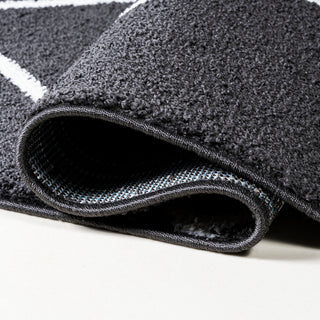 Cole Minimalist Diamond Trellis Black/White 5' Round Area Rug