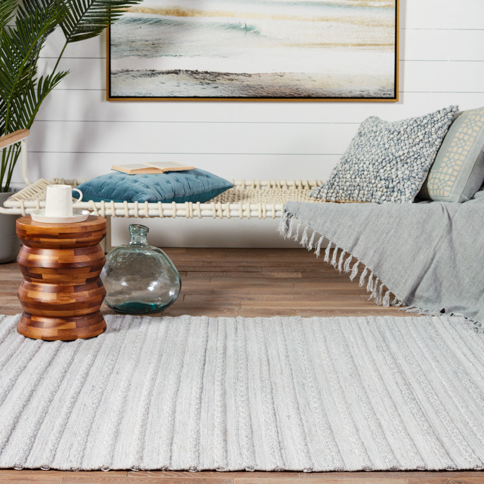 Jaipur Living Torre Indoor/Outdoor Solid Light Gray/Cream Area Rug, 3'x10'
