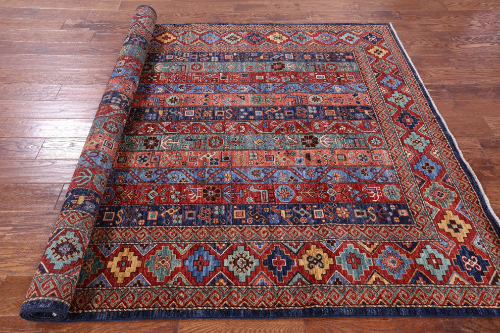 5' 10" X 8' 9" Tribal Persian Gabbeh Shall Hand Knotted Wool Rug Q11153