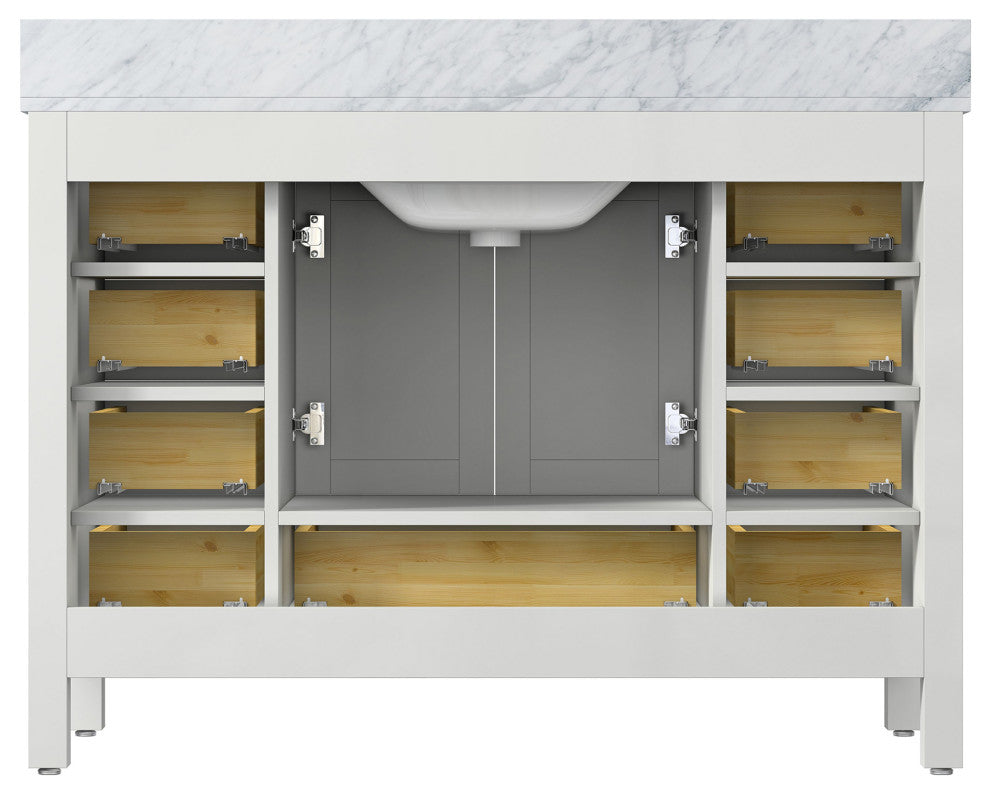 48 inch Plywood Freestanding Bathroom Vanity Set with Drawer and Doors, Matte White