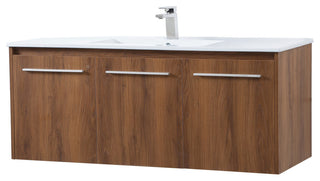 Single Bathroom Floating Vanity, Walnut Brown, 48"