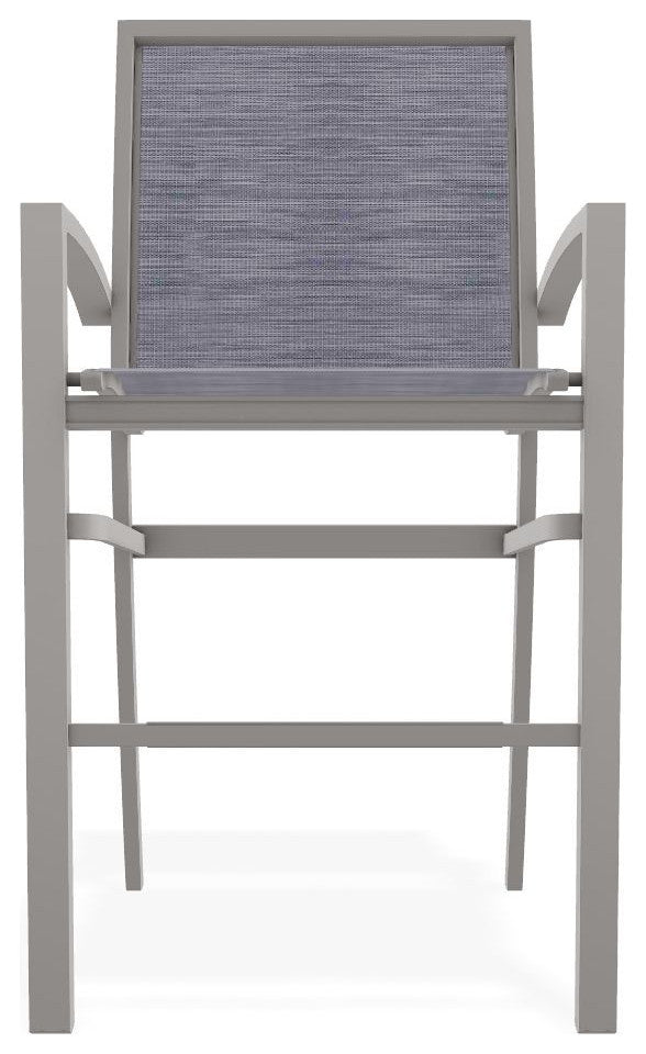 Kendall Sling Bar Height Stackable Outdoor Stool, Brooks/Warm Gray