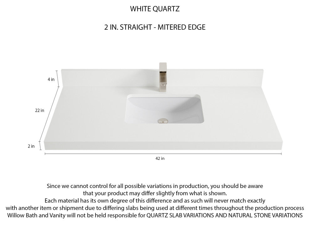 Malibu Mango 42 Single Sink Bath Vanity in Natural 2" White Quartz