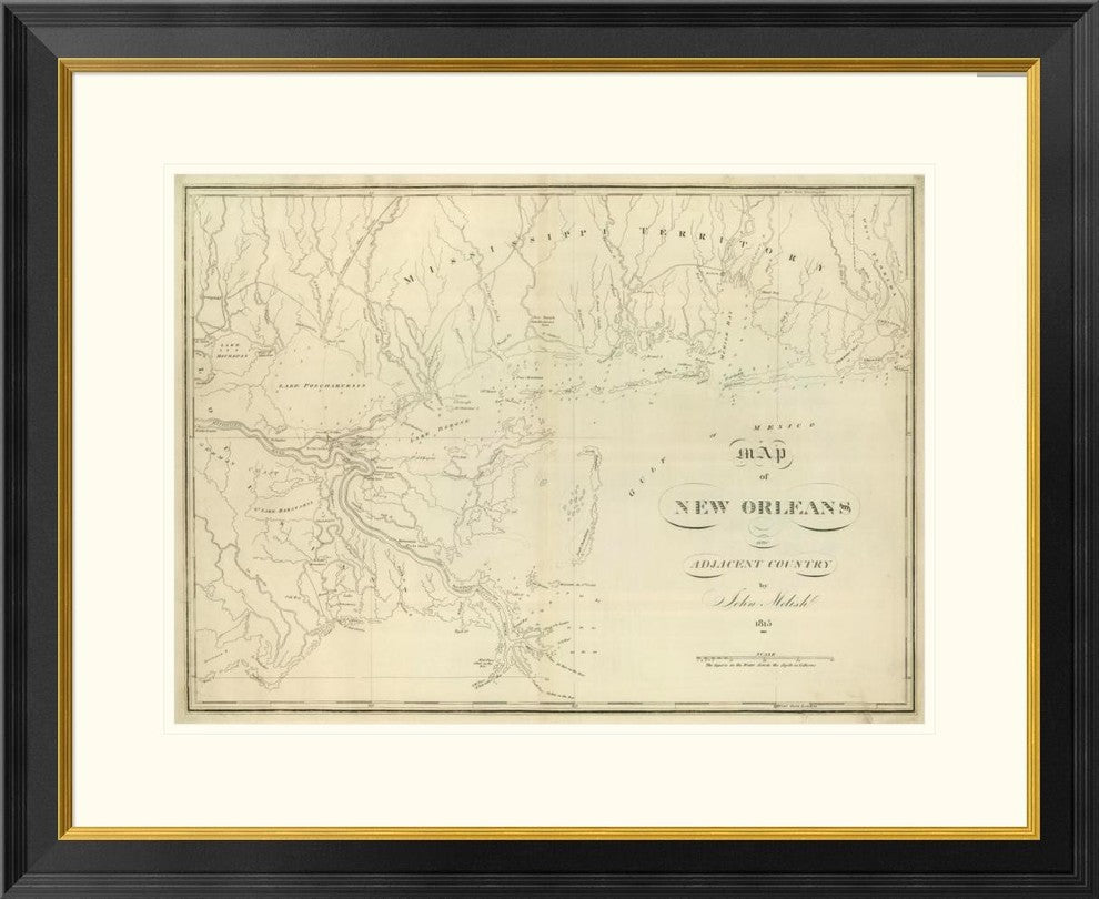 "Map of New Orleans and Adjacent Country, 1824"  by John Melish, 32x26"