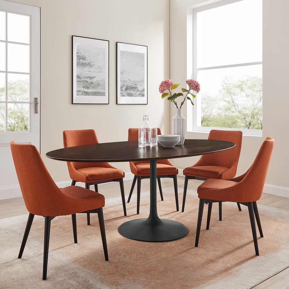 Lippa 78" Wood Oval Dining Table, Black Cherry Walnut