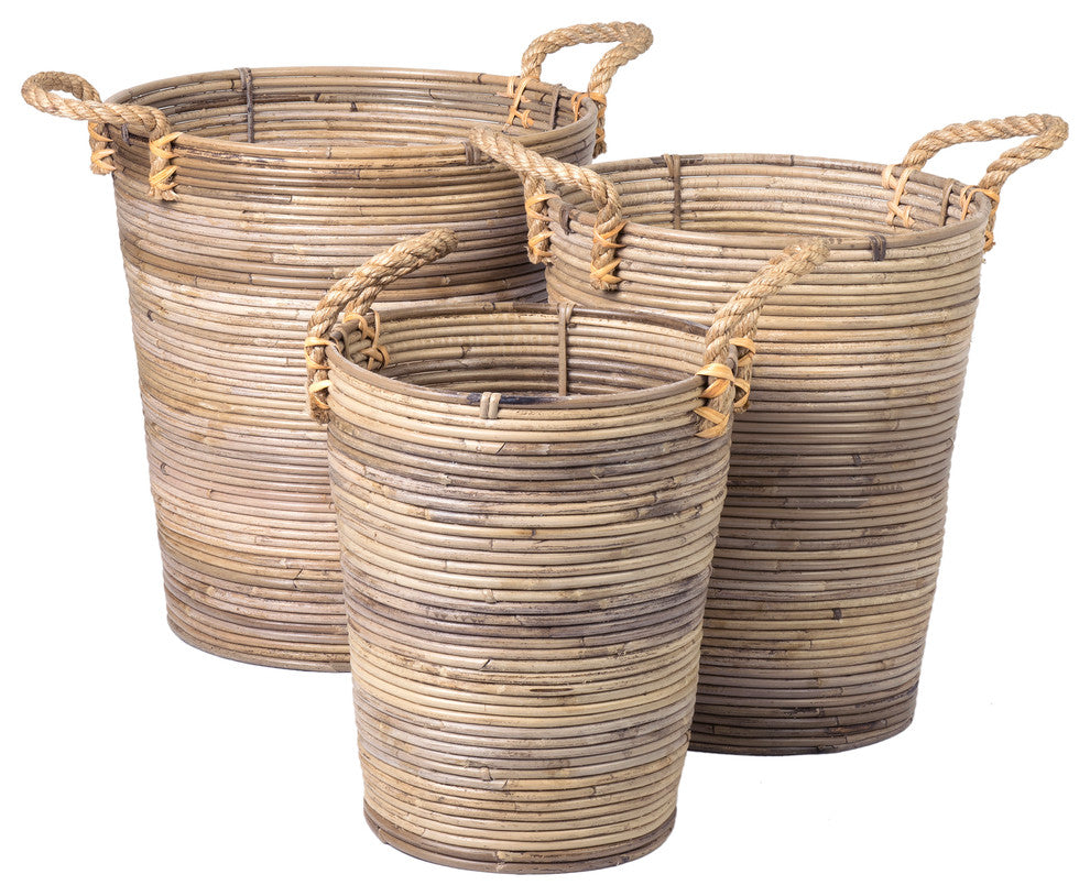 East at Main Durant Brown Rattan Round Basket