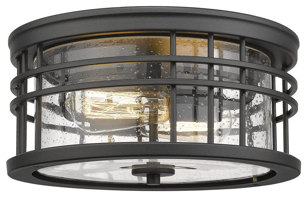 2-Light Farmhouse Semi Ceiling Light Fixture black industrial ceiling lamp