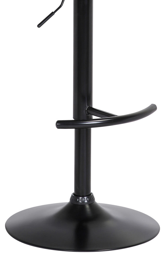 Calista Adjustable Bar Stool, Blue Fabric With Black Metal, Blue