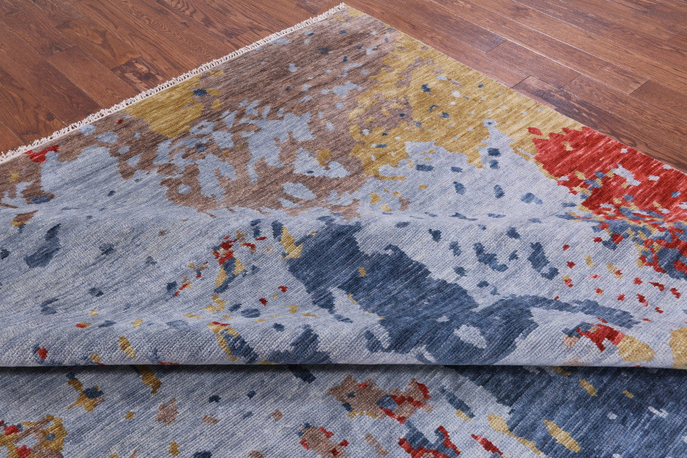 10' 0" X 14' 0" Abstract Hand Knotted Wool Rug Q8985