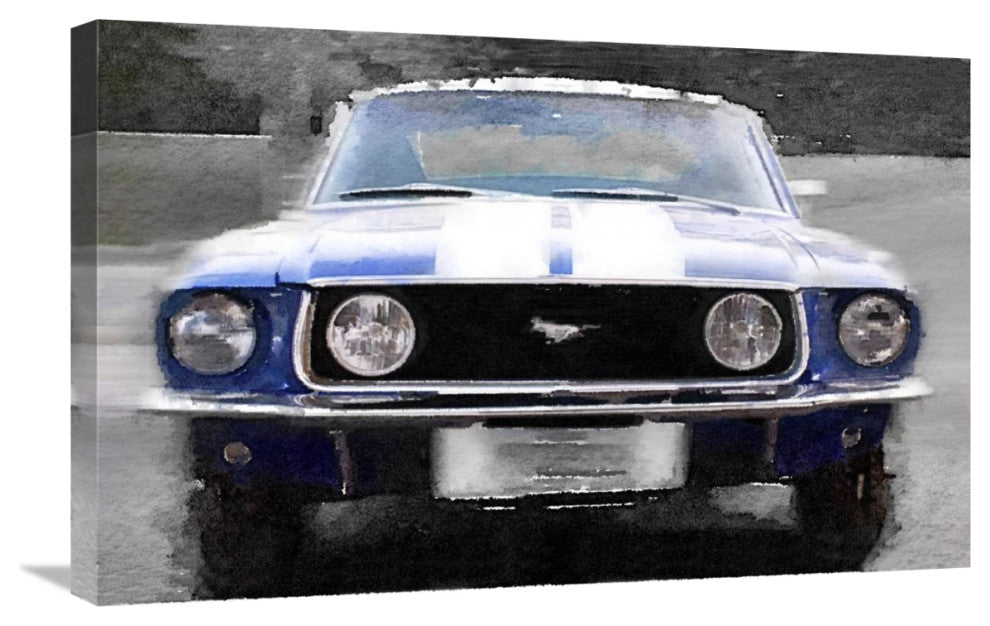 "1968 Ford mustang Front End Watercolor" Fine Art Print