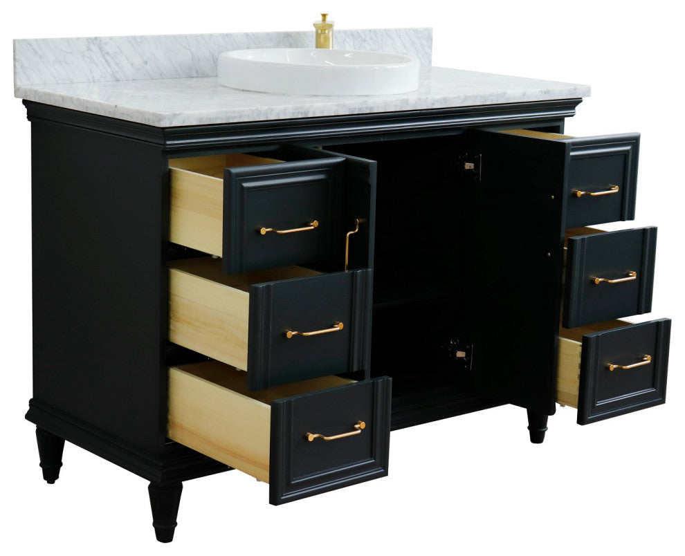 49" Single Sink Vanity, Dark Gray Finish With White Carrara Marble