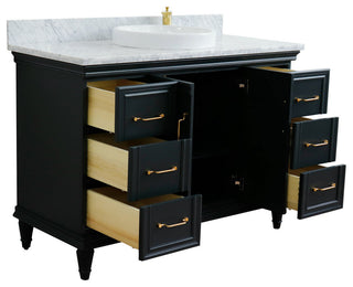 49" Single Sink Vanity, Dark Gray Finish With White Carrara Marble