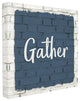Gather Blue Splash On Bricks Typography Canvas Wall Art, 24"x24"