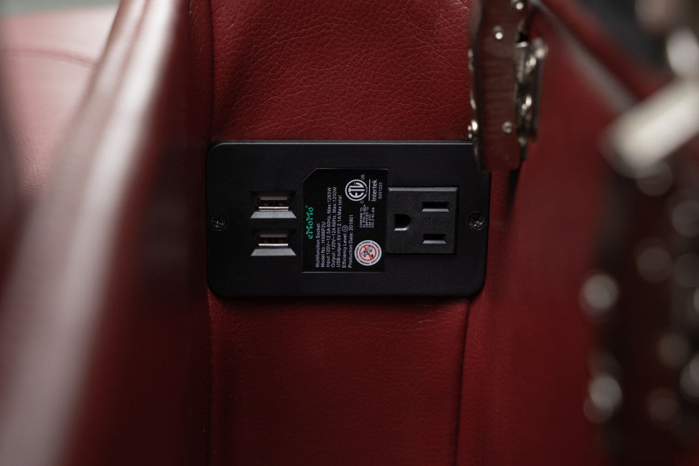 Cyrus Leather Home Theater Power Recliner, Power Headrest, Red