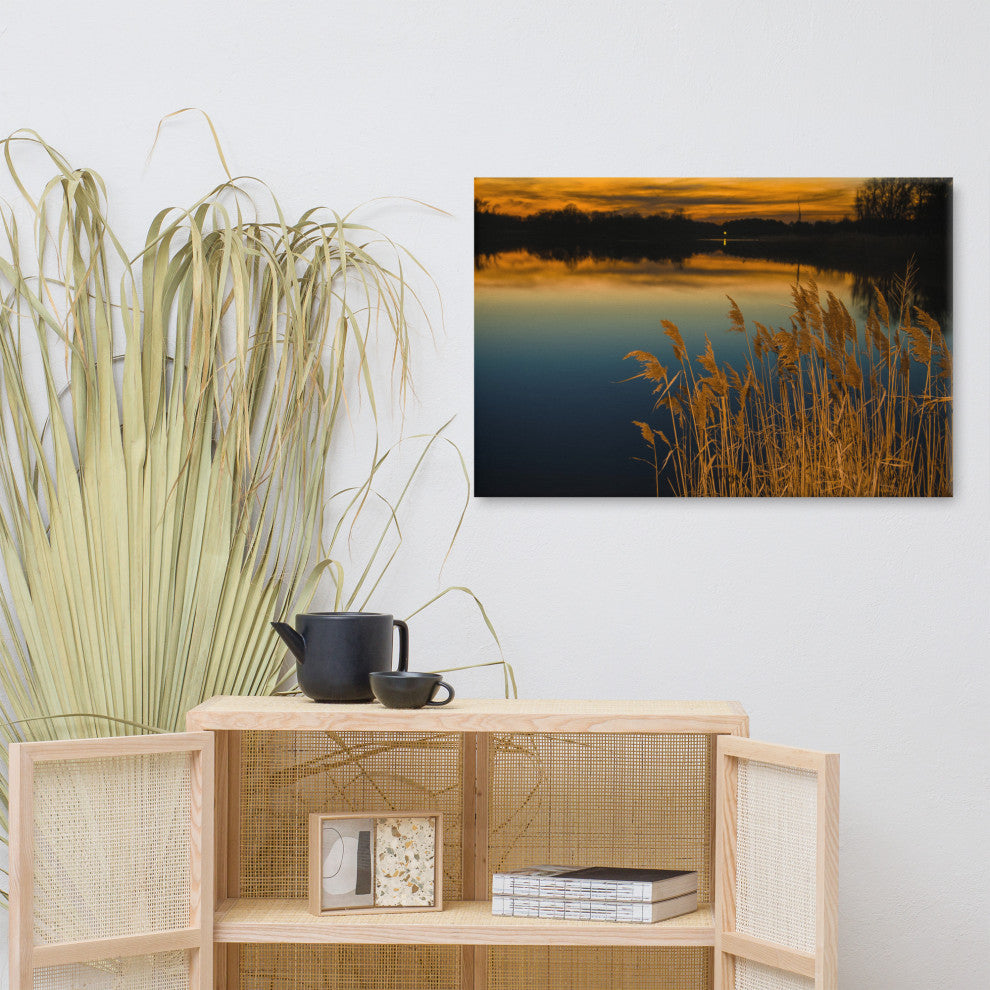 Rustic Canvas Wall Art: Sunset Reedy Point Landscape Print, 24" X 36"