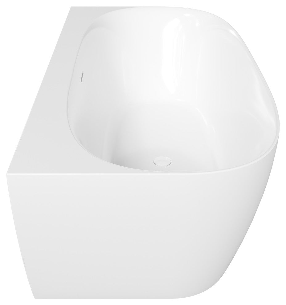 Perlato Palencia 67" Back to Wall Soaking Tub, White